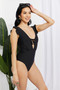 Marina West Swim Seashell Ruffle Sleeve One-Piece in Black