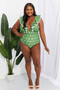 Marina West Swim Moonlit Dip Ruffle Plunge Swimsuit in Mid Green