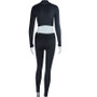 Fall/Winter Solid Color Long Sleeve Zipper Crop Top  Tight Fitting Pants Two Piece Casual Tracksuit