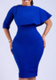 Plus Size Ladies' High Waist Ruffled Chic Bodycon Pencil Dress