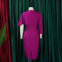 Plus Size Ladies' High Waist Ruffled Chic Bodycon Pencil Dress