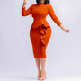 Women'S Fall Winter Fashion Chic Elegant Africa Plus Size Career Bodycon Dress