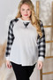 Hailey & Co Full Size Plaid Raglan Sleeve Round Neck Blouse