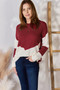 Hailey & Co Full Size Color Block Dropped Shoulder Knit Top