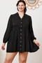 Ruffled Button Up Long Sleeve Tiered Shirt