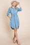 Faith Apparel Button Up Drawstring Shirt Dress