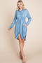 Faith Apparel Button Up Drawstring Shirt Dress