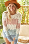 BiBi Color Block Openwork Long Sleeve Sweater