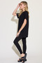 Zenana Full Size Short Sleeve Slit T-Shirt and Leggings Lounge Set
