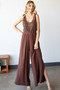 First Love Tie Back Sleeveless Slit Wide Leg Jumpsuit