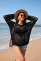 Women Round Neck Heart Print Beach Blouse Holidays Solid knitting Blouse