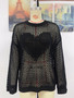 Women Round Neck Heart Print Beach Blouse Holidays Solid knitting Blouse