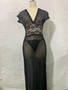 Women See-Through Slit Nightgown Lace Mesh Temptation Uniform Sexy Lingerie Set