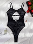 Women Striped Backless See-Through Mesh Body Shaping Bodysuit Sexy Lingerie