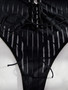 Women Striped Backless See-Through Mesh Body Shaping Bodysuit Sexy Lingerie