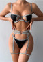 Womens pu Leather Patchwork Sexy LingerieSet