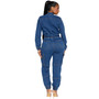 Stylish Street Style Slim Waist Tight Fitting Multi-Pocket Elastic Waist Denim Cargo Jumpsuit