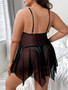 Plus Size Erotic Lingerie Sexy See Through Lace Mesh Strap Nightdress