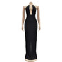 Women Solid Hollow Backless Sleeveless Maxi Dress