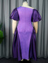 Women's Puff Sleeve Colorblock Formal Party Dress