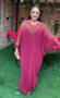 Plus Size African Women V Neck Beaded Loose Bat Sleeves Dress