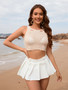 Women Camisole Hollow Solid Crop Top