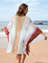 Plus Size Women Patchwork Hollow Loose Bikini Cover Up Beach Dress