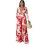 Women's Casual Spring Print Long Sleeve Two Piece Pants Set