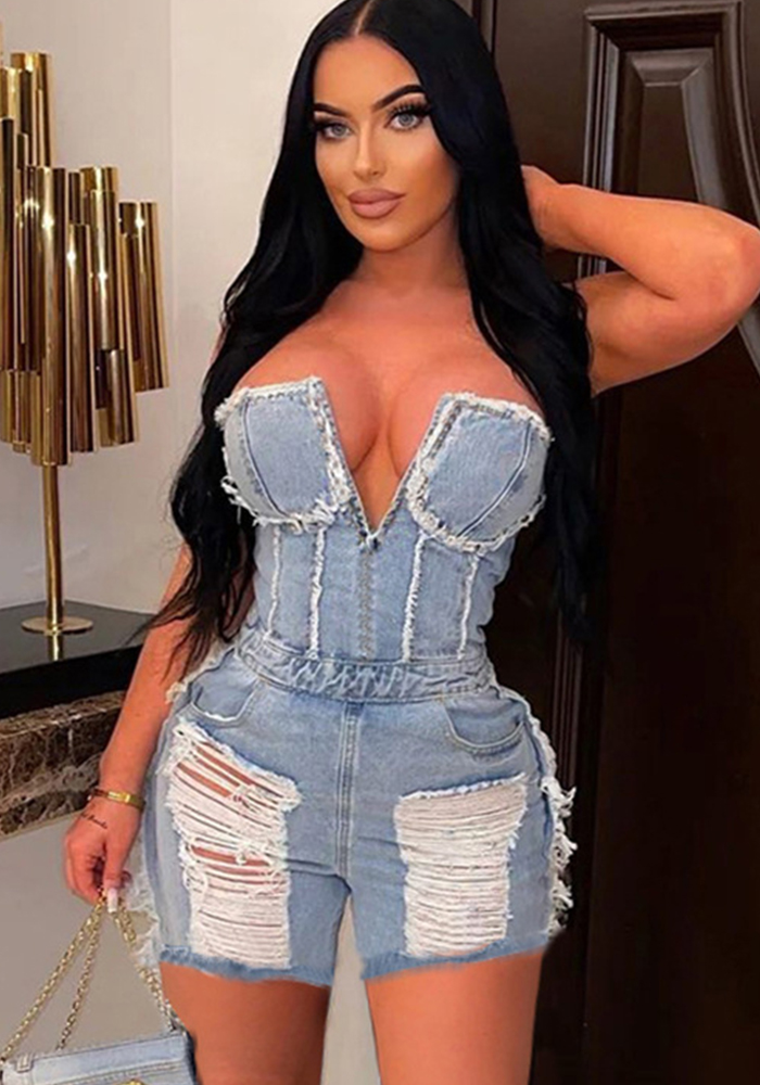 Sexy Jean Jumpsuits for Women Women High Waist Stretch Hole Jeans