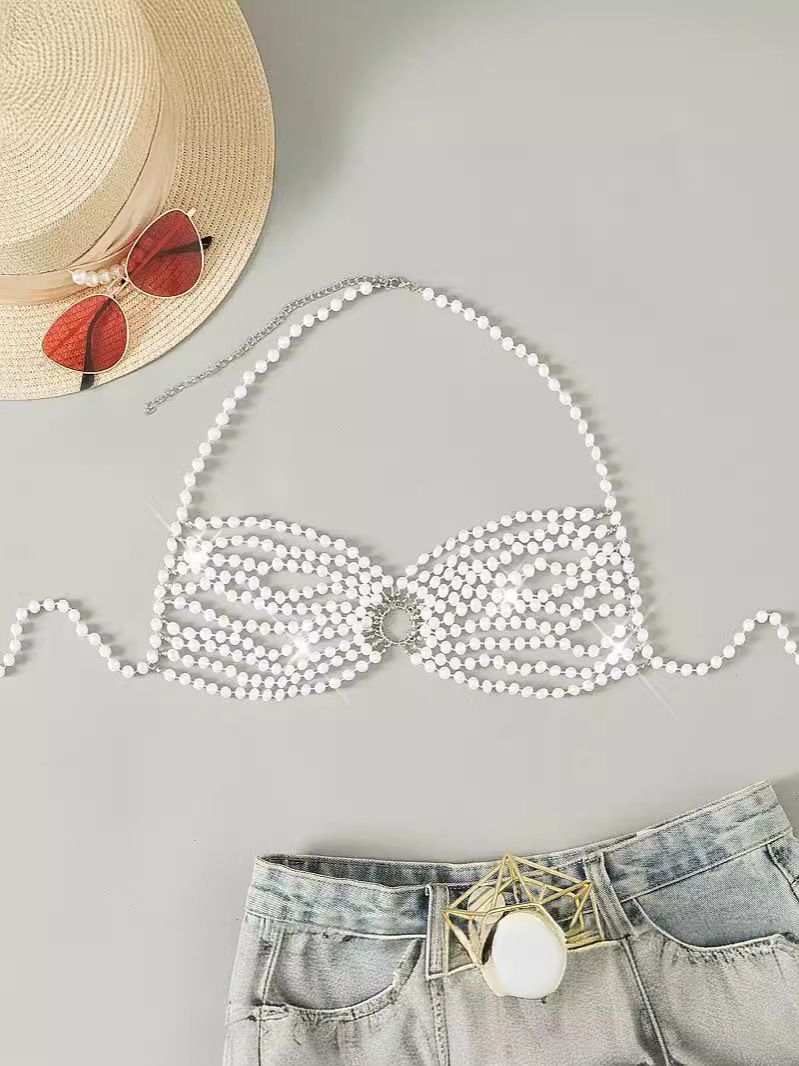 Sexy Halter Neck Women's Simulated Pearl Cover Up Bra - The Little  Connection