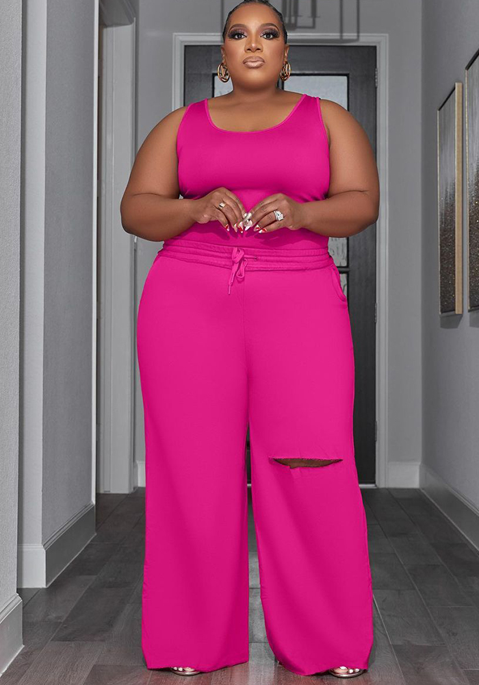 YOURS Plus Size Pink Wide Leg Trousers