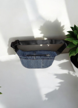 A handcrafted bum bag made of upcycled denim for the very best person in your life.