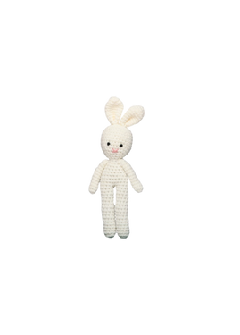 These adorable rabbits are crafted with care using soft cotton yarn. They have no plastic parts, only stitched eyes, making them completely safe for babies to cuddle and play with.