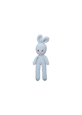 These adorable rabbits are crafted with care using soft cotton yarn. They have no plastic parts, only stitched eyes, making them completely safe for babies to cuddle and play with.