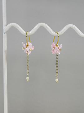 Pink Flowers Micro Crochet Earrings