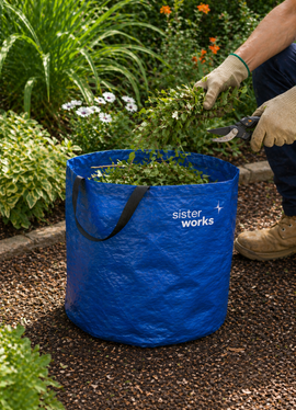 Medium garden bag used for collecting leaves and plant clippings outdoors