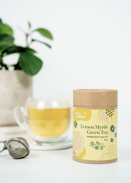 SisterWorks Lemon Myrtle Green Tea is a refreshing citrusy blend meticulously crafted to elevate your tea-drinking experience.