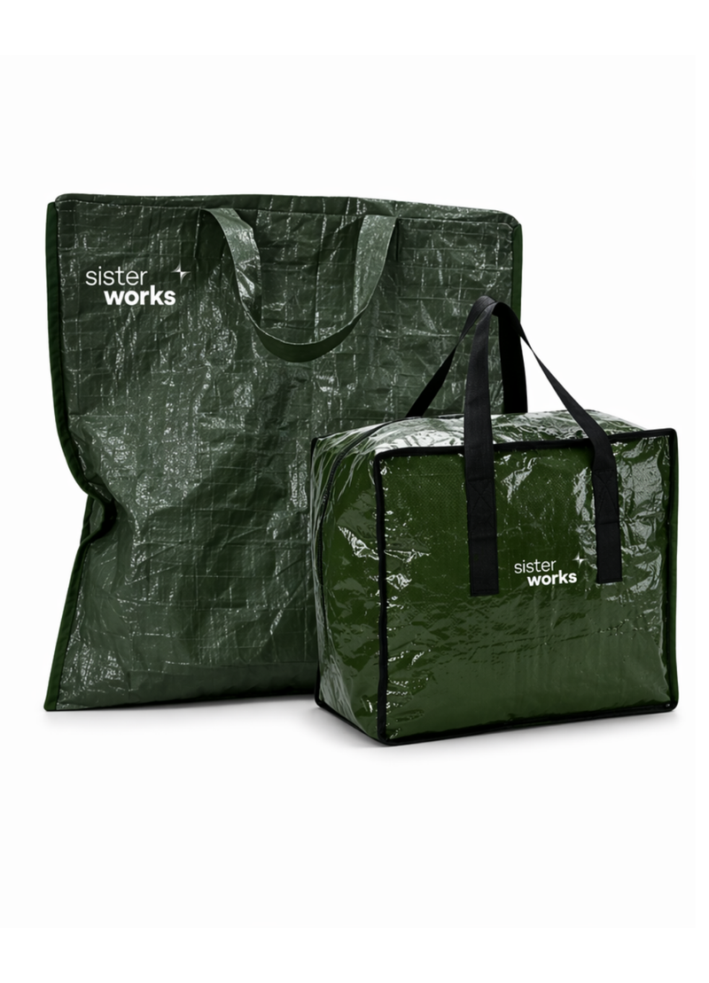 Zipped heavy-duty storage and transport bag made from upcycled material