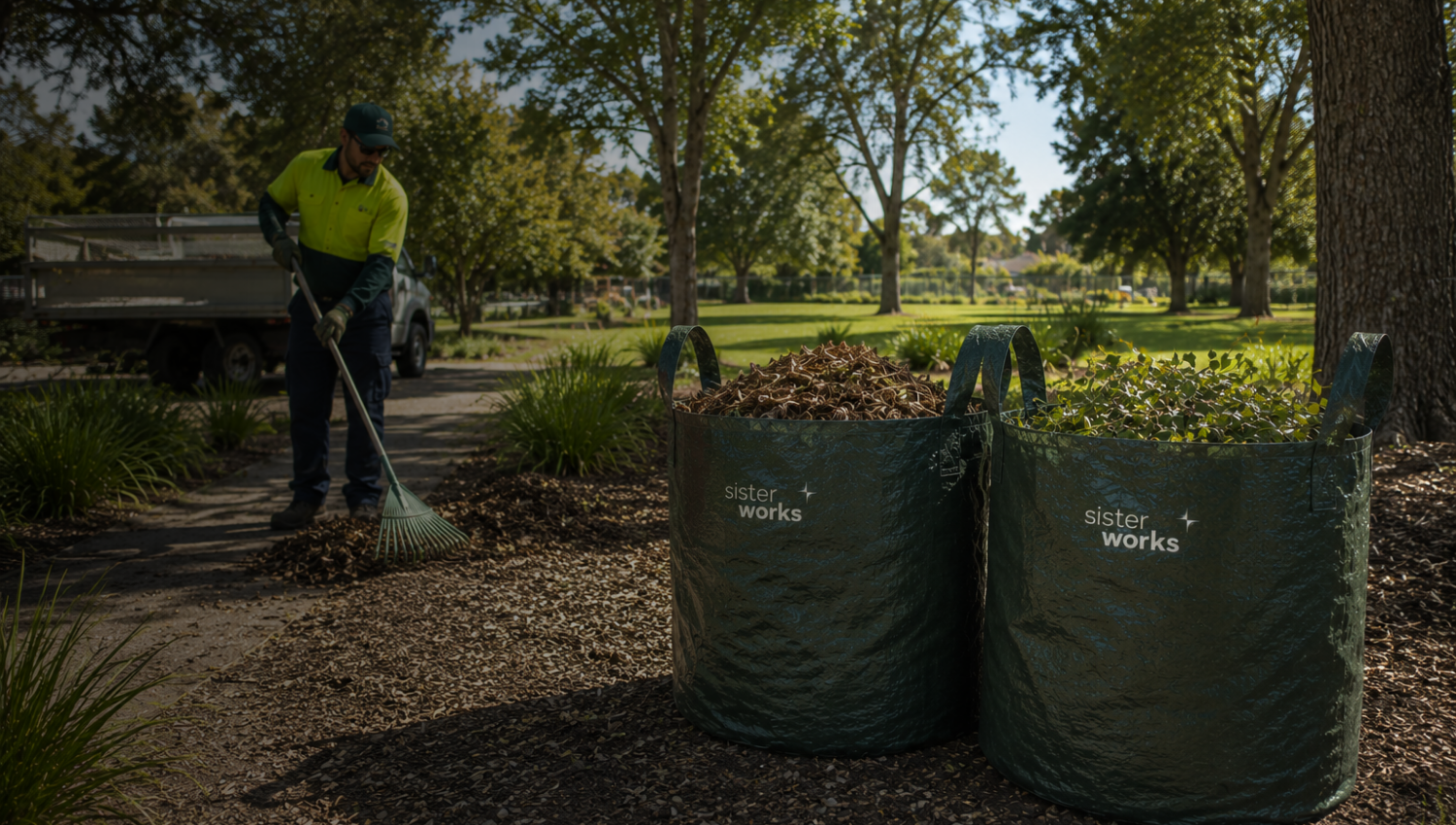 Upcycled tarpaulin products used in parks and maintenance work