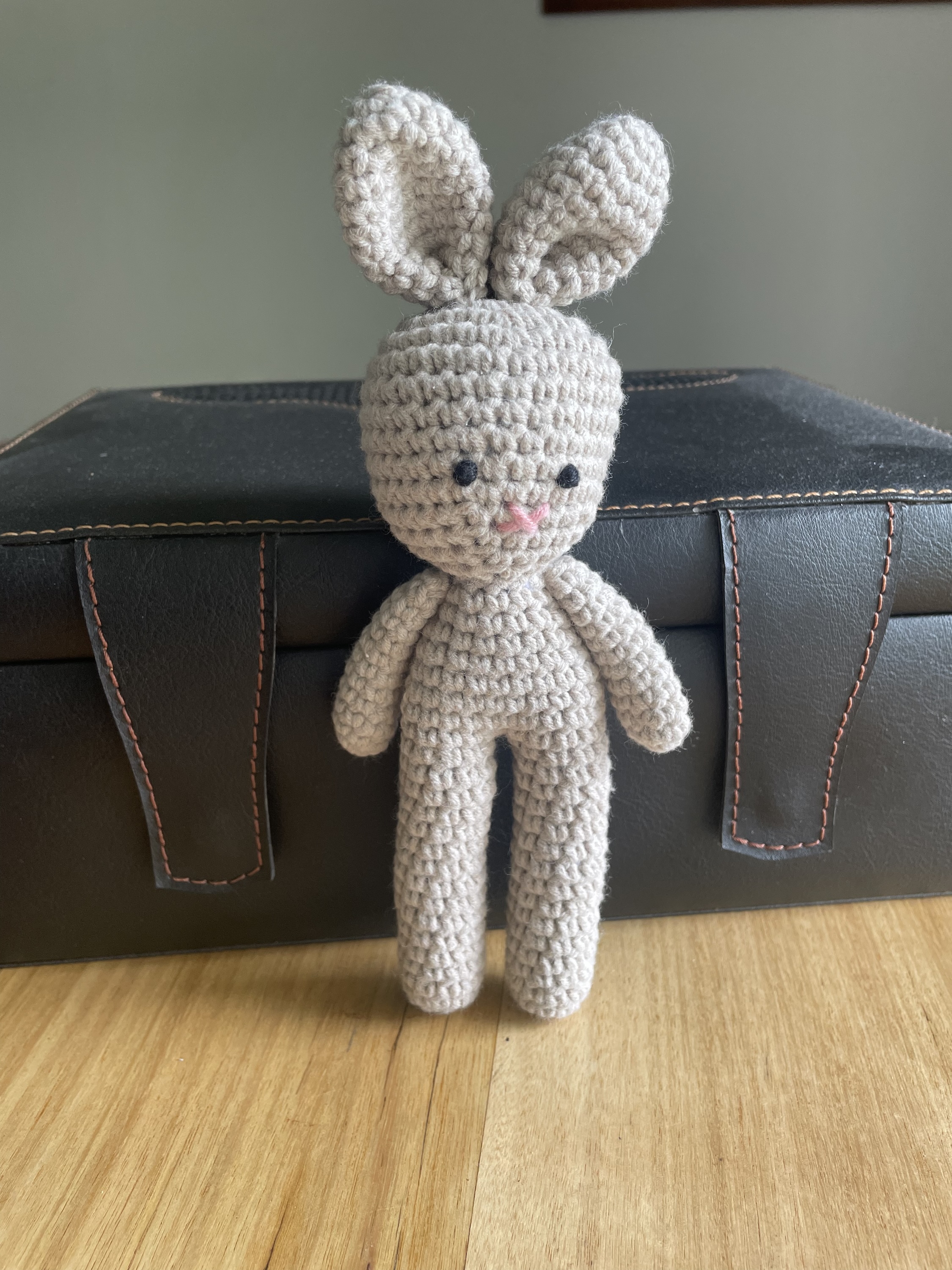 These adorable rabbits are crafted with care using soft cotton yarn. They have no plastic parts, only stitched eyes, making them completely safe for babies to cuddle and play with.