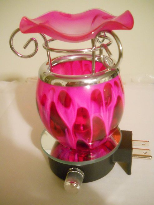 Wax Warmers Scented Fragrance Oil Burner in Pink Plug-in Waterfall Design w/ Dimmer Knob