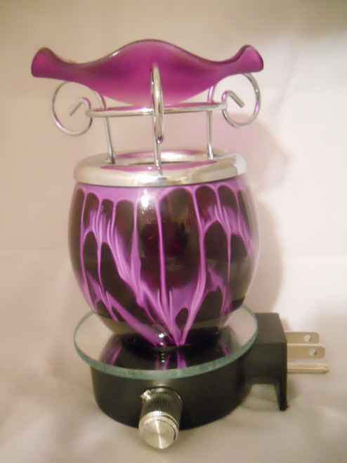 Wax Warmers Scented Fragrance Oil Burner in Purple Plug-in Waterfall Design w/ Dimmer Knob