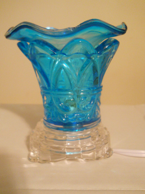 Wax Warmers Scented Fragrance Oil Burner in Blue Crown Tabletop Design w/ Dimmer Switch