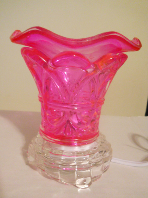 Wax Warmers Scented Fragrance Oil Burner in Pink Crown Tabletop Design w/ Dimmer Switch