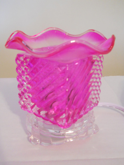 Wax Warmers Scented Fragrance Oil Burner in Pink Square Tabletop Design w/ Dimmer Switch