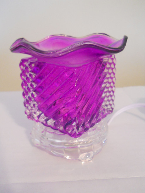 Wax Warmers Scented Fragrance Oil Burner in Purple Square Tabletop Design w/ Dimmer Switch