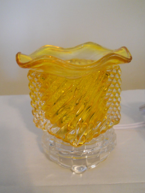 Wax Warmers Scented Fragrance Oil Burner in Golden Yellow Square Tabletop Design w/ Dimmer Switch