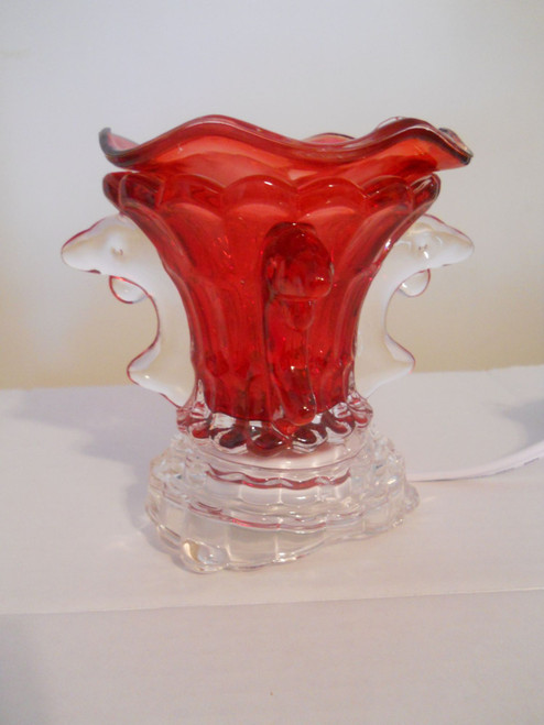 Wax Warmers Scented Fragrance Oil Burner in Red Dolphin Tabletop Design w/ Dimmer Switch