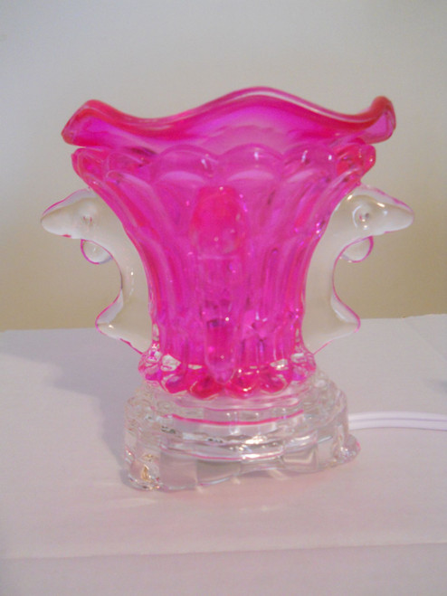 Wax Warmers Scented Fragrance Oil Burner in Pink Dolphin Tabletop Design w/ Dimmer Switch