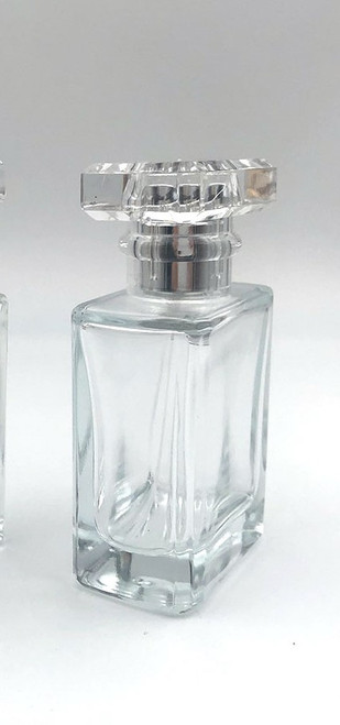 Cologne Perfume Body Spray Bottles Refillable 1.7-oz. (50ml) Clear Glass Heavy Base with Silver Screw On Sprayers